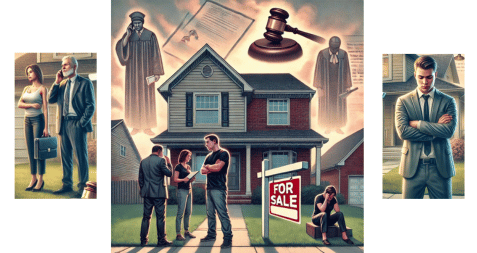 Multiple owners pictured by house. Some in distress with decisions.